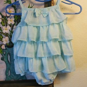 Teal Ruffled onesie
